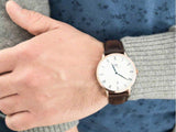 Daniel Wellington Dapper Bristol White Dial Brown Leather Strap Watch For Men - DW00100086 Buy Now By Daniel Wellington