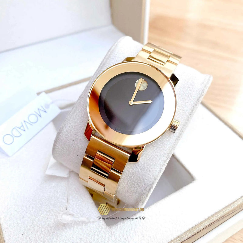 Shop Movado Bold Black Dial Gold Steel Strap Unisex Watch - 3600397 in USA