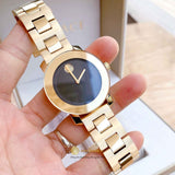 Shop Movado Bold Black Dial Gold Steel Strap Unisex Watch - 3600397 in USA