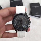 Emporio Armani Sportivo Chronograph Black Dial White Rubber Strap Watch For Men - AR6112 Buy Now By Emporio Armani