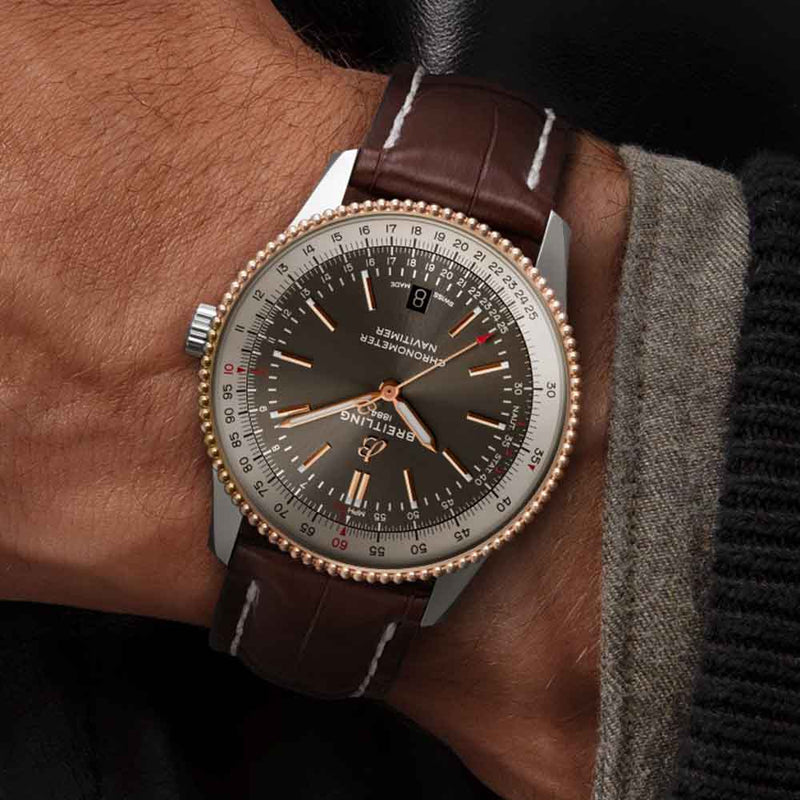 Shop Breitling Navitimer 1 Automatic 41mm Black Dial Brown Leather Strap Mens Watch - U17326211M1P1 in USA