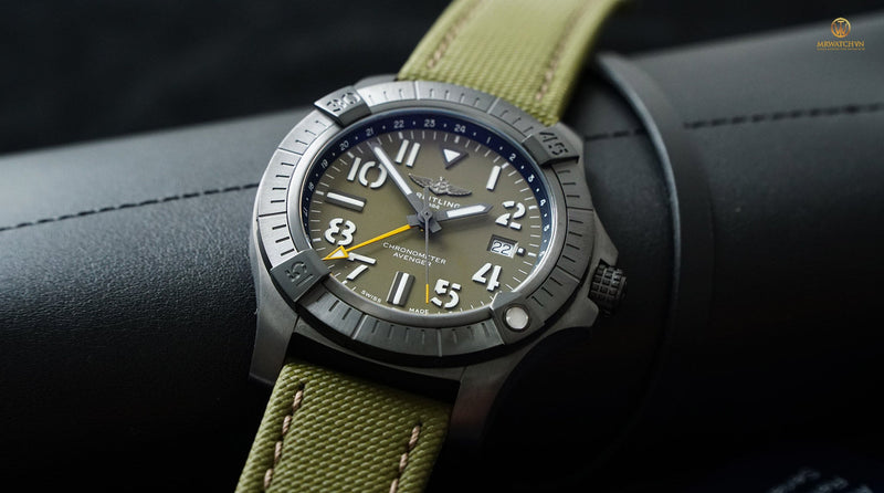 Shop Breitling Avenger Automatic GMT 45 Night Mission Green Dial Green Nylon Strap Watch for Men - V323952A1L1X1 in USA