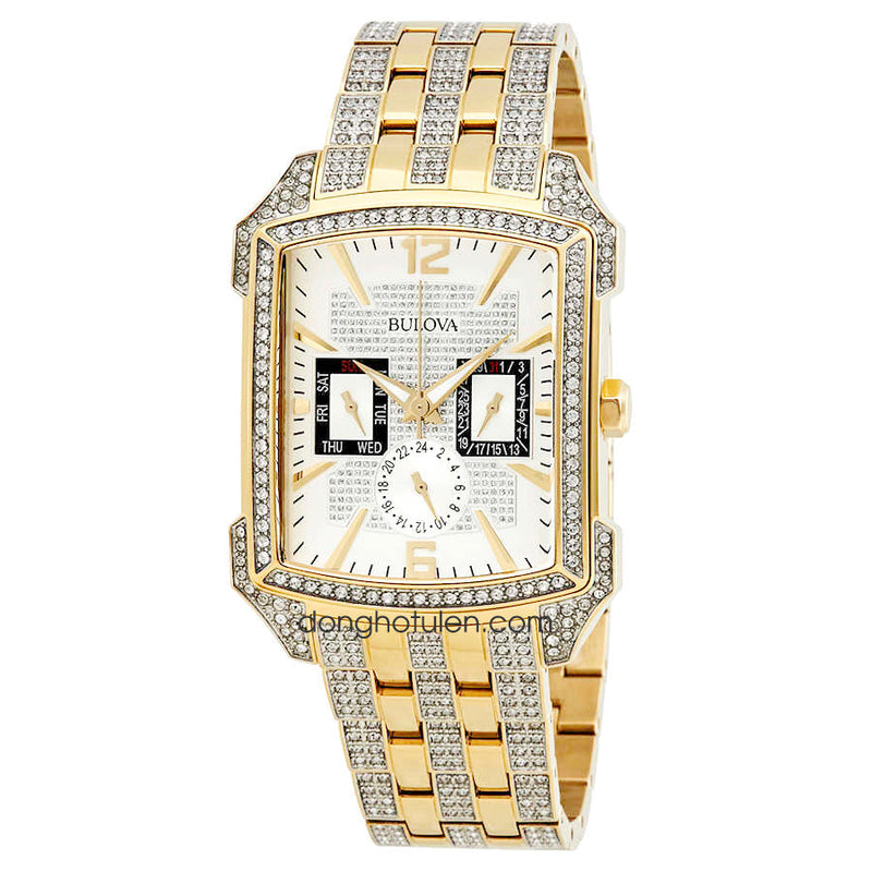 Bulova Crystal Chronograph White Dial Two Tone Steel Strap Watch for Men - 98C109 Buy Now By Bulova