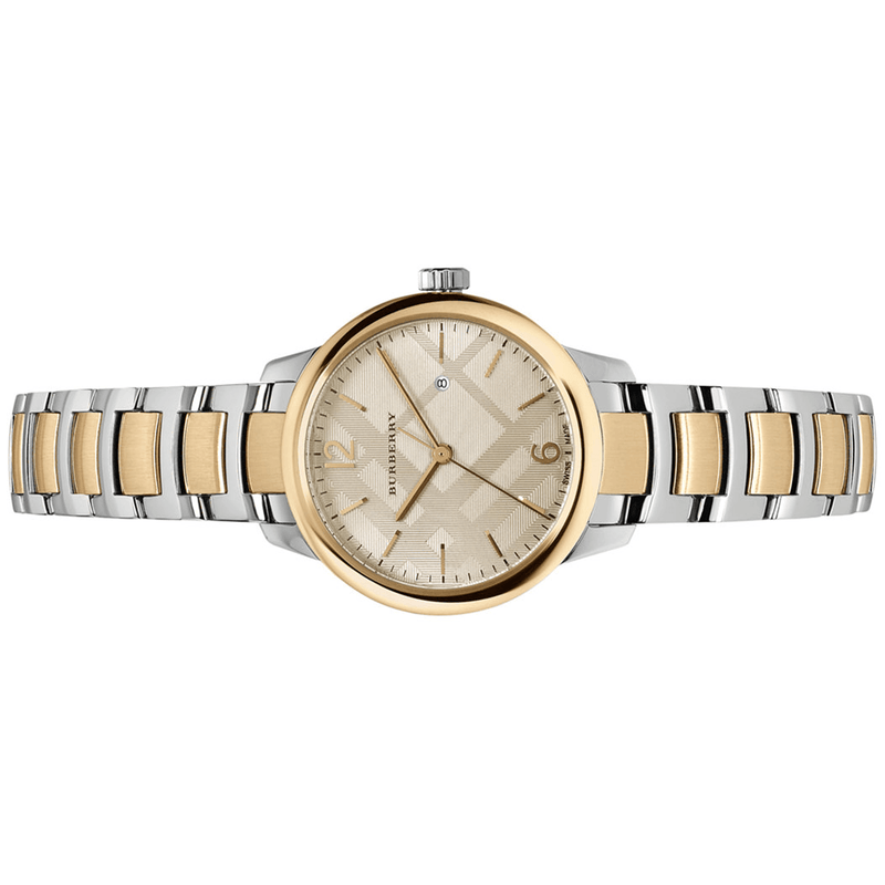 Shop Burberry The Classic Champagne Gold Dial Two Tone Steel Strap Watch for Women - BU10118 in USA