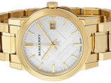 Burberry The City White Dial Gold Steel Strap Watch for Women - BU9103