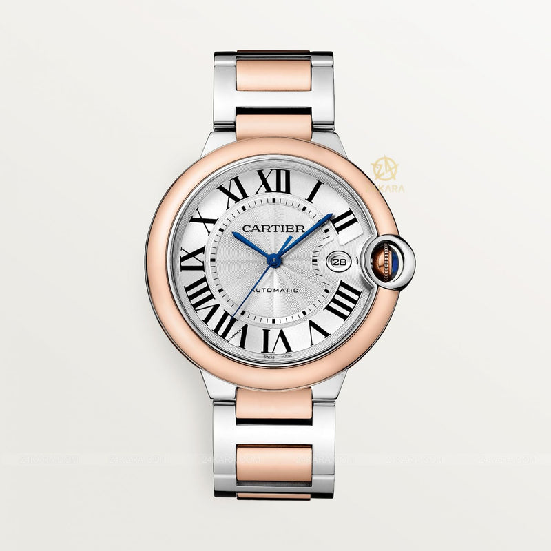 Cartier Ballon Bleu De Cartier Silver Dial Two Tone Steel Strap Watch for Men - W2BB0034
