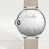 Shop Cartier Ballon Bleu de Cartier Silver Dial White Leather Strap Watch for Women - W6920087 in USA
