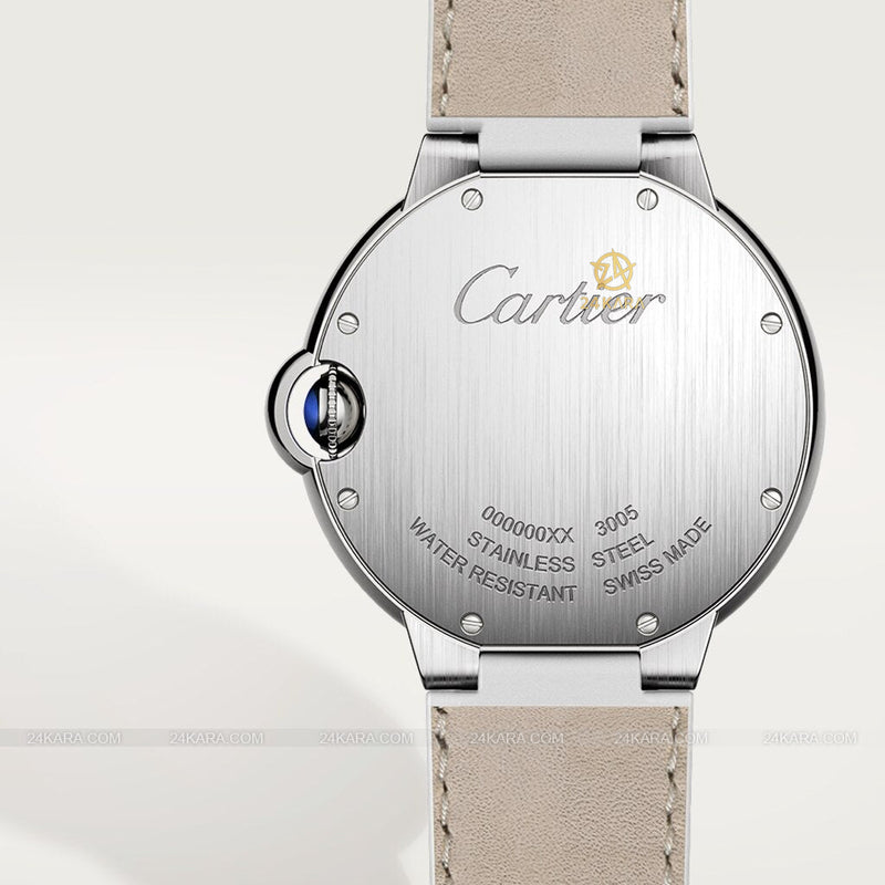 Shop Cartier Ballon Bleu de Cartier Silver Dial White Leather Strap Watch for Women - W6920087 in USA