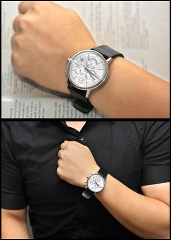 Calvin Klein Post Minimal White Dial Black Leather Strap Watch for Men - K7627120 Buy Now By Calvin Klein