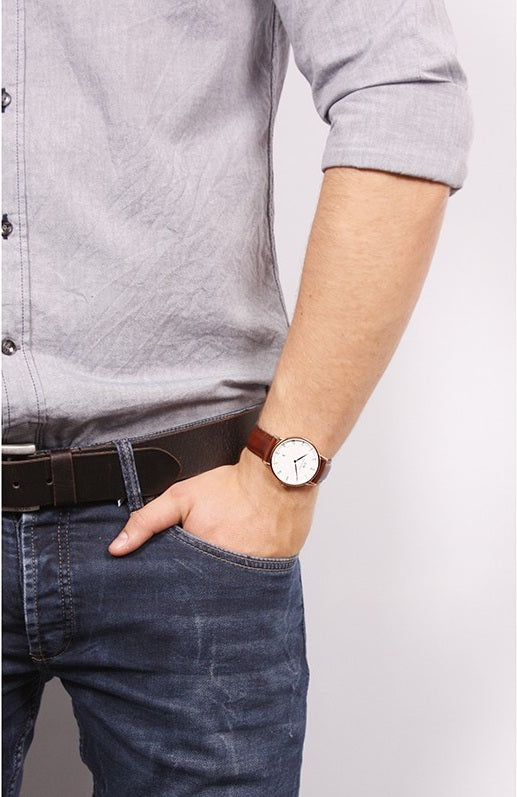 Daniel Wellington Dapper St Mawes White Dial Brown Leather Strap Watch For Men - DW00100083 Buy Now By Daniel Wellington