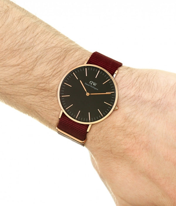 Daniel Wellington Classic Roselyn Black Dial Maroon Nylon Strap Watch For Women - DW00100269 Buy Now By Daniel Wellington