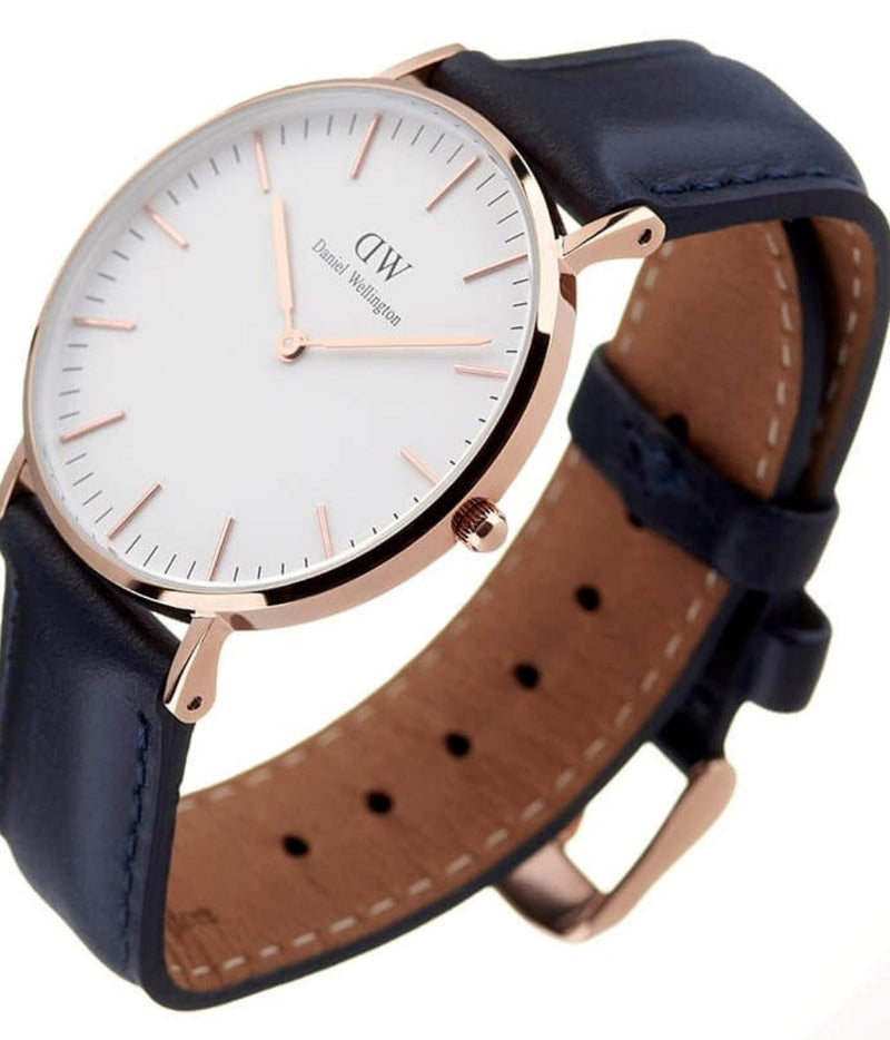 Daniel Wellington Classic Somerset White Dial Blue Leather Strap Watch For Women - DW00100123 Buy Now By Daniel Wellington