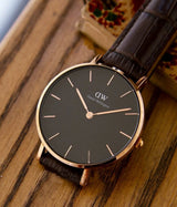 Daniel Wellington Classic Petite York Black Dial Brown Leather Strap Watch For Women - DW00100170 Buy Now By Daniel Wellington