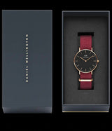 Daniel Wellington Classic Roselyn Black Dial Maroon Nylon Strap Watch For Women - DW00100273 Buy Now By Daniel Wellington