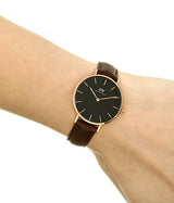 Daniel Wellington Classic Petite Bristol Black Dial Brown Leather Strap Watch For Women - DW00100165 Buy Now By Daniel Wellington