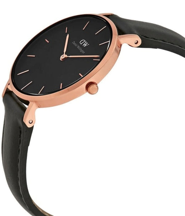 Daniel Wellington Classic Petite Sheffield Black Dial Black Leather Strap Watch For Women - DW00100224 Buy Now By Daniel Wellington