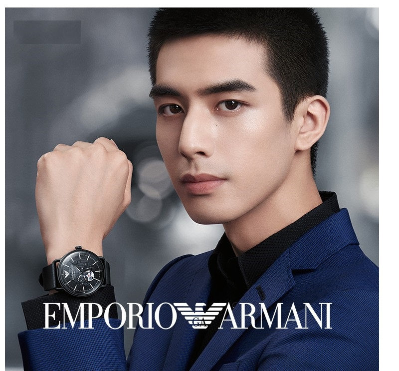 Emporio Armani Aviator Chronograph Black Dial Black Leather Strap Watch For Men - AR60028 Buy Now By Emporio Armani