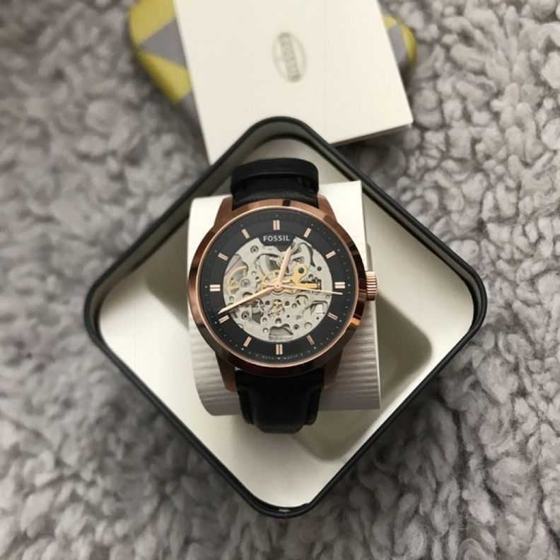 Fossil Townsman Automatic Skeleton Black Dial Black Leather Strap Watch for Men - ME3084 Buy Now By Fossil