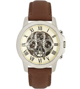 Fossil Grant Automatic White Dial Brown Leather Strap Watch for Men - ME3027 Buy Now By Fossil
