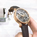 Fossil Boyfriend Automatic Skeleton Grey Dial Grey Leather Strap Watch for Women - ME3089 Buy Now By Fossil