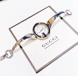 Shop Gucci Guccissima Diamonds Mother of Pearl Dial Silver Steel Strap Watch For Women - YA134303 in USA