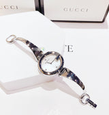 Shop Gucci Guccissima Diamonds Mother of Pearl Dial Silver Steel Strap Watch For Women - YA134303 in USA