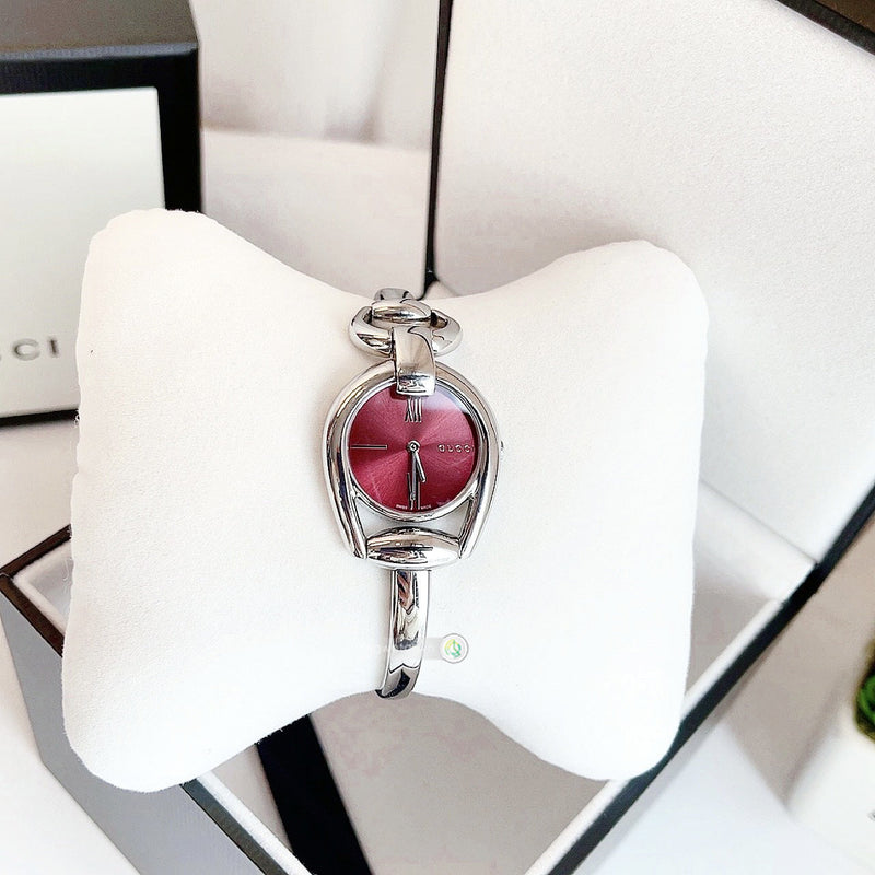 Gucci Horsebit Quartz Red Dial Silver Steel Strap Watch For Women - YA139502 Buy Now By Gucci