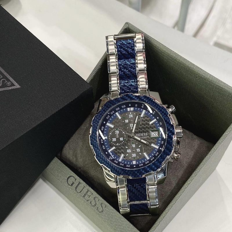 Guess Octane Chronograph Blue Dial Two Tone Steel Strap Watch for Men - W1046G2 Buy Now By Guess