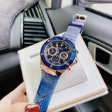 Shop Guess Poseidon Chronograph Blue Dial Blue Silicone Strap Watch For Men - GW0425G3 in USA