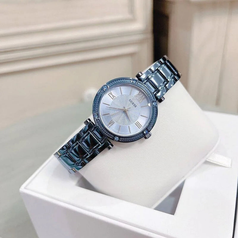 Guess Park Ave Analog Quartz Blue Dial Blue Steel Strap Watch For Women - W0767L4 Buy Now By Guess