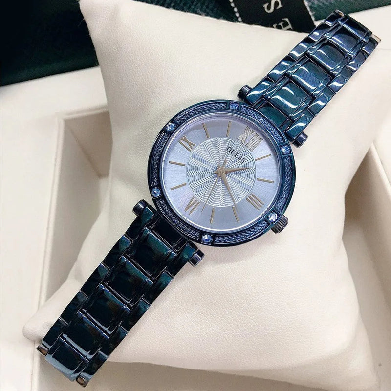 Guess Park Ave Analog Quartz Blue Dial Blue Steel Strap Watch For Women - W0767L4 Buy Now By Guess