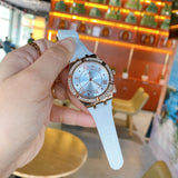 Guess Cosmo Diamonds Silver Dial White Rubber Strap Watch for Women - GW0034L2 Buy Now By Guess