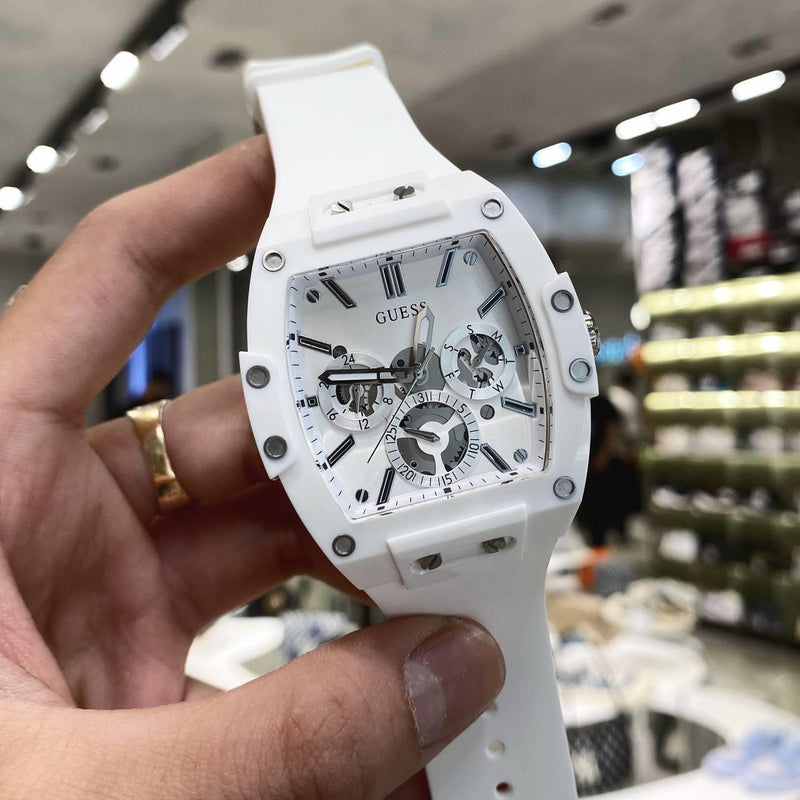 Guess Phoenix Multifunction White Dial White Rubber Strap Watch for Men - GW0203G2 Buy Now By Guess