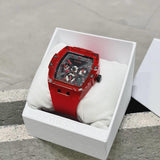 Guess Phoenix Multifunction Black Dial Red Rubber Strap Watch for Men - GW0203G5 Buy Now By Guess
