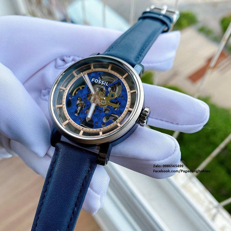 Fossil Boyfriend Skeleton Blue Dial Blue Leather Strap Watch for Women - ME3136 Buy Now By Fossil