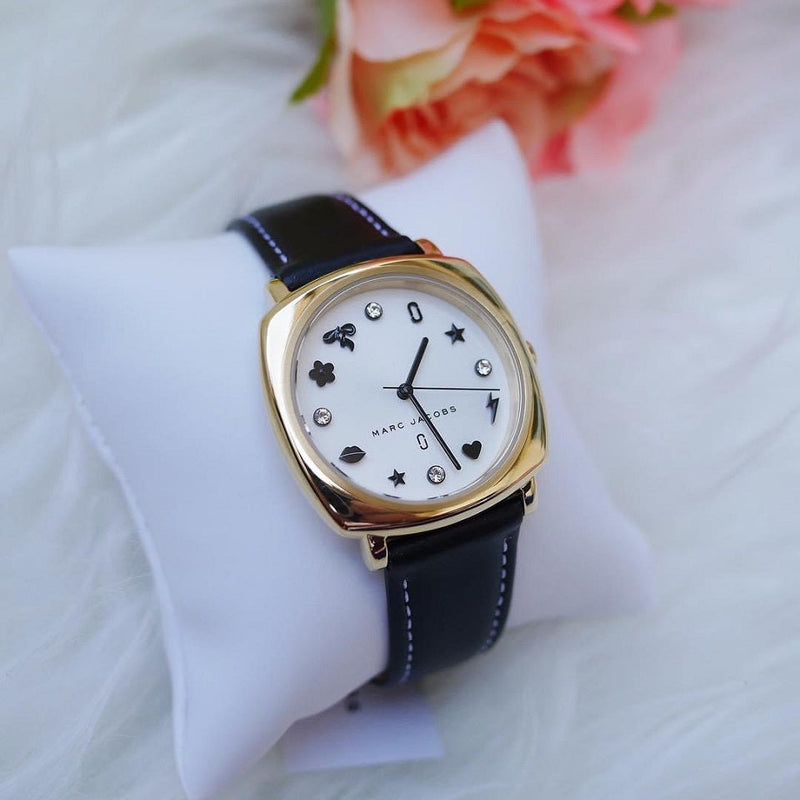 Marc Jacobs Mandy White Dial Black Leather Strap Watch for Women - MJ1564 Buy Now By Marc Jacobs