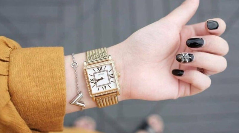 Guess White Dial Gold Mesh Bracelet Watch For Women - W0826L2 Buy Now By Guess