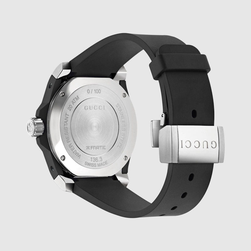 Shop Gucci Dive Limited Edition Black Dial Black Rubber Strap Unisex Watch - YA136333 in USA