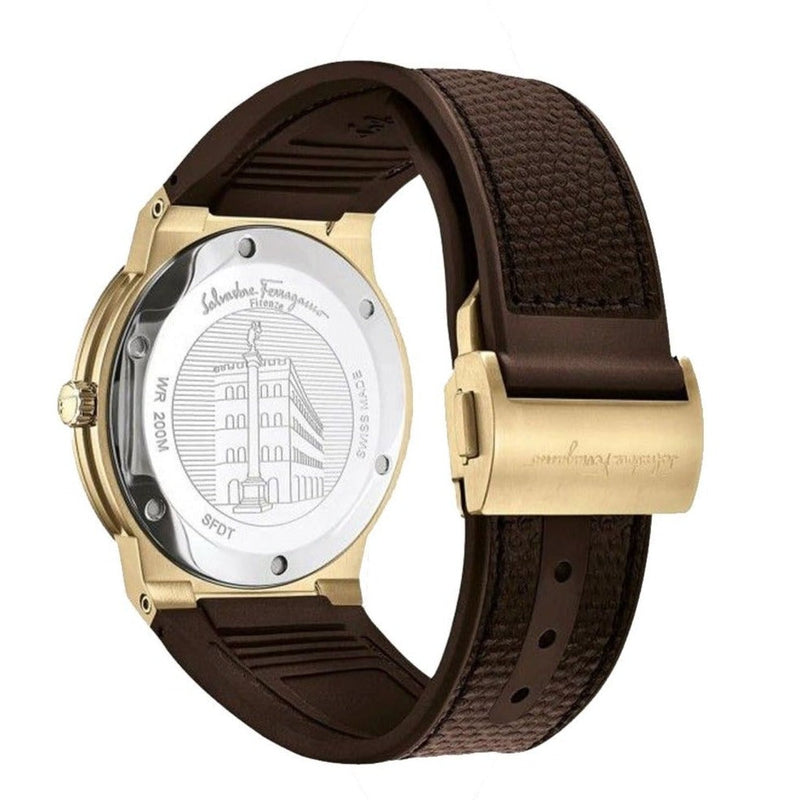 Salvatore Ferragamo F-80 Classic White Dial Brown Leather Strap Watch for Men - SFDT00819 Buy Now By Salvatore Ferragamo