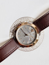 Versace V-Urban Quartz Grey Dial Brown Leather Strap Watch for Men - VELQ00219 Buy Now By Versace