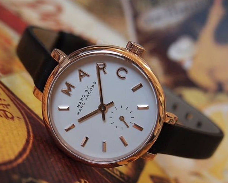Marc Jacobs Sally White Dial Black Leather Strap Watch for Women - MBM1352 Buy Now By Marc Jacobs