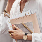 Michael Kors Sawyer Champagne Dial Black Leather Strap Watch for Women - MK2433 Buy Now By Michael Kors