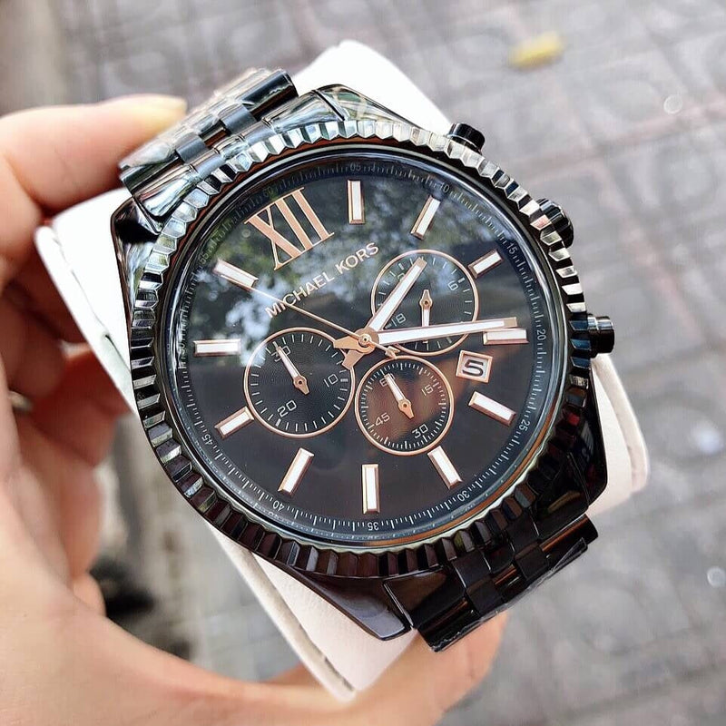 Michael Kors Lexington Chronograph Black Dial Black Steel Strap Watch For Men - MK8467 Buy Now By Michael Kors
