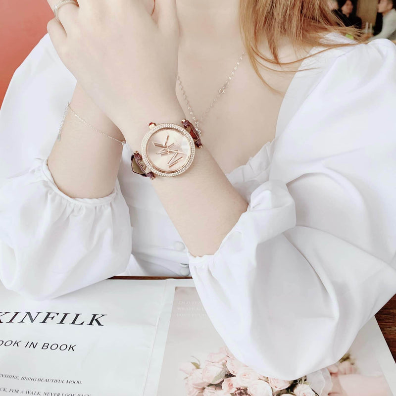 Michael Kors Parker Rose Gold Dial Maroon Leather Strap Watch For Women - MK2974 Buy Now By Michael Kors