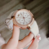Michael Kors Sidney Chronograph White Dial Beige Leather Strap Watch For Women - MK6949 Buy Now By Michael Kors