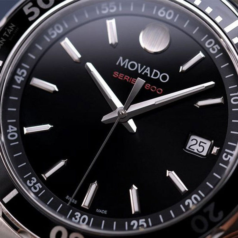 Shop Movado Series 800 Black Dial Silver Steel Strap Watch For Men - 2600135 in USA
