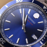 Movado Series 800 Blue Dial Silver Steel Strap Watch For Men - 2600137