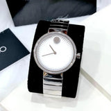 Shop Movado Edge Silver Dial Silver Steel Strap Watch for Women - 3680012 in USA