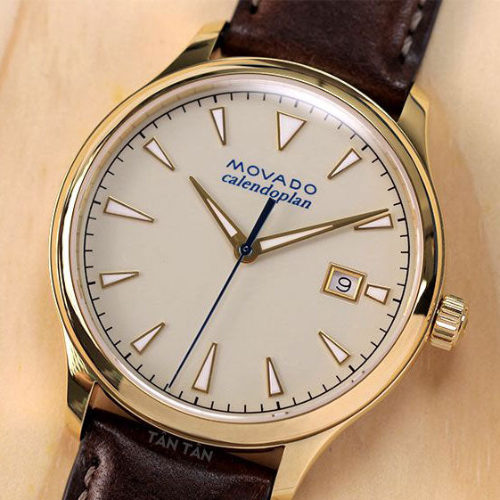 Movado Heritage Calendoplan Beige Dial Brown Leather Strap Watch for Men - 3650003 Buy Now By Movado