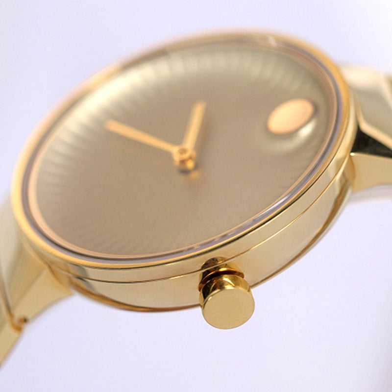 Shop Movado Edge Gold Dial Gold Steel Strap Watch for Women - 3680014 in USA
